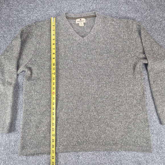 Woolrich Sweater Men's XL Wool Blend V-Neck Knit Pullover Shale Heather - Picture 7 of 9